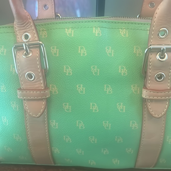 Dooney & Bourke Lime Green Coated Canvas Signature Print Satchel - Picture 6 of 16